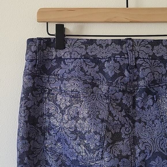 Chico's Navy Metallic Damask Girlfriend Ankle So Slimming Pant Size 8 - Picture 4 of 7